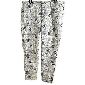 Old Navy Size 14 White & Blue European Scenic Seaside Pixie Chino Pants